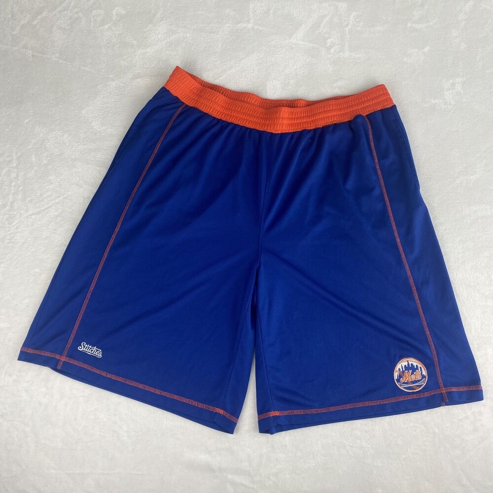 Stitches New York Mets Bermuda Short Mens XXL 2XL Blue Orange MLB Lightweight